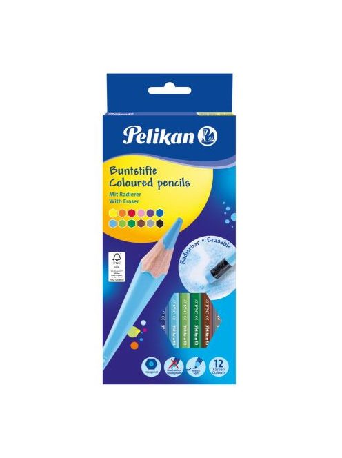Pelikan színesceruza / 12 szín radírozható (00700689)