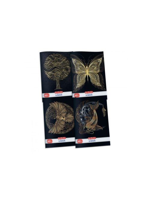 Füzet A4/40 lap 3D UV felületnemesítéssel, kockás, Black&Gold (09544420)