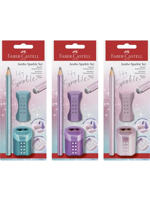 Faber-Castell Grafitceruza szett 1db-os SPARKLE Jumbo gyöngyházfényű metál +radír+hegyező BL. (111682)