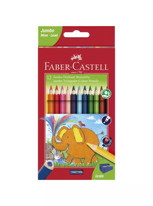 Színes ceruza készlet 12db-os háromszögletű Jumbo FABER-CASTELL (116501)