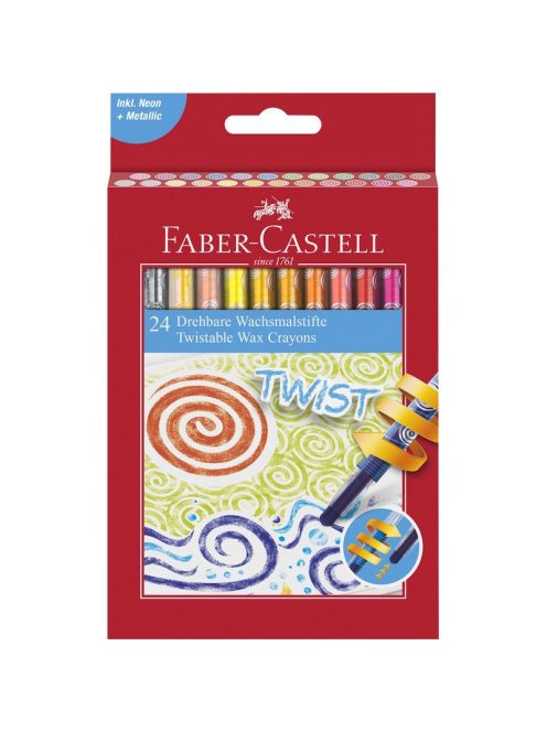 Zsírkréta készlet 24db-os csavarható mechanikával (5neon szín+arany+ezüst) FABER-CASTELL (120004)