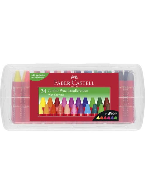 Zsírkréta készlet 24db-os háromszögletű Jumbo (6 neon szín) FABER-CASTELL (120034)