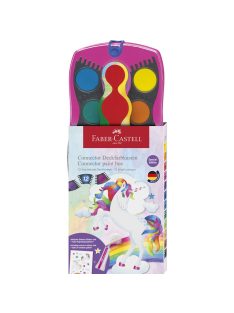   Faber-Castell Vízfesték készlet 12db-os összeilleszthető UNIKORNIS +1 tubus szivárvány csillám + unikornis matrica 2023 (125002)