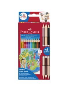   Színes ceruza készlet 10+3db Grip + bicolor (6 bőrszín) "A világ gyermekei"  FABER-CASTELL (201746)