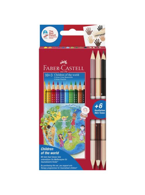 Színes ceruza készlet 10+3db Grip + bicolor (6 bőrszín) "A világ gyermekei"  FABER-CASTELL (201746)