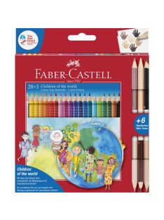   Színes ceruza készlet 20+3db Grip + bicolor (6 bőrszín) "A világ gyermekei" FABER-CASTELL (201747)
