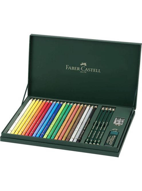 Faber-Castell - Színes ceruza készlet 20db-os POLYCHROMOS  +kiegészítők fa dobozban (210051)
