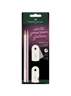   Faber-Castell - Grafitceruza szett 2db-os SPARKLE + Sleeve hegyező +Sleeve radír rózsa árnyékok/kókusztej BL. (218481)