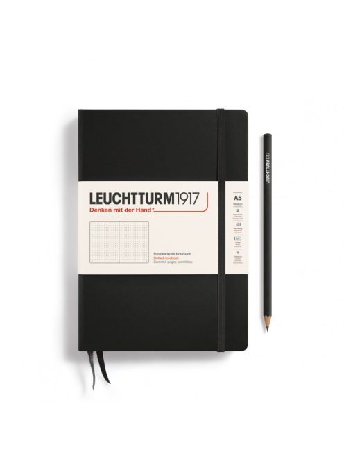 LEUCHTTURM1917 Medium A5 pontozott lapos NOTEBOOK, black
