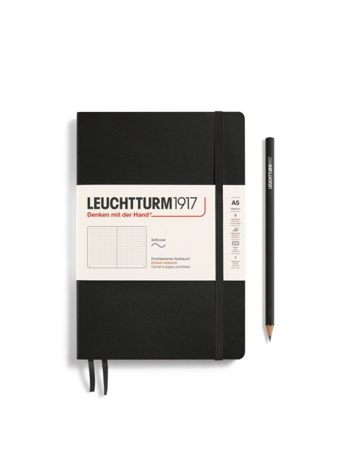 LEUCHTTURM1917 Medium A5 pontozott lapos SOFTCOVER notebook, black