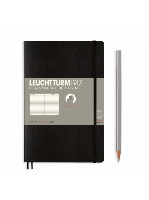 LEUCHTTURM1917 Paperback B6+ vonalas SOFTCOVER notebook, black