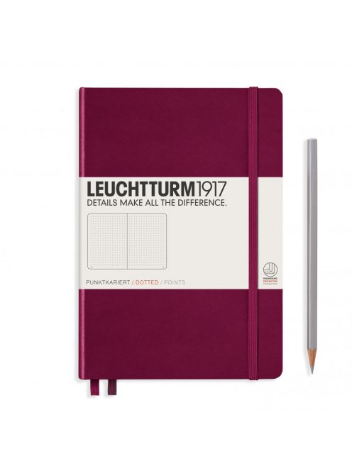 LEUCHTTURM1917 Medium A5 pontozott lapos NOTEBOOK, port red