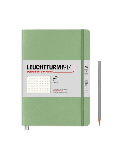 LEUCHTTURM1917 Medium A5 pontozott lapos SOFTCOVER notebook, sage