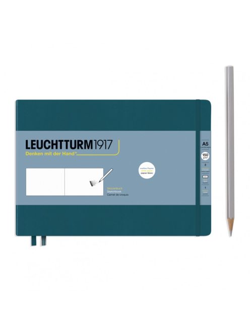 LEUCHTTURM1917 Sketchbook A5 fekvő, pacific green