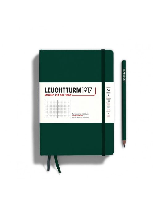 LEUCHTTURM1917 Medium A5 pontozott lapos NOTEBOOK, forest green