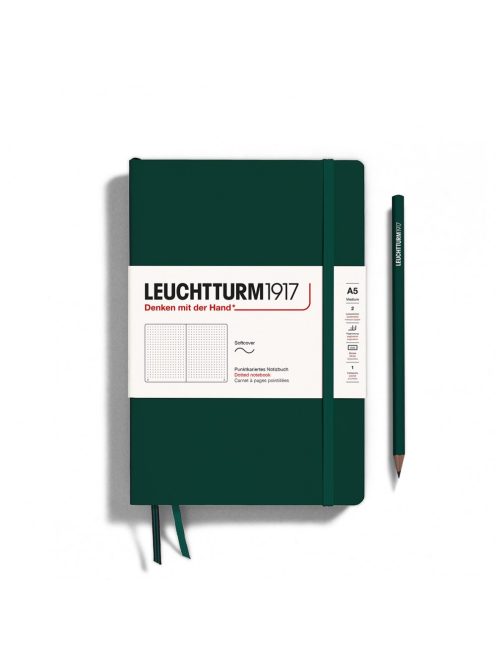LEUCHTTURM1917 Medium A5 pontozott lapos SOFTCOVER notebook, forest green