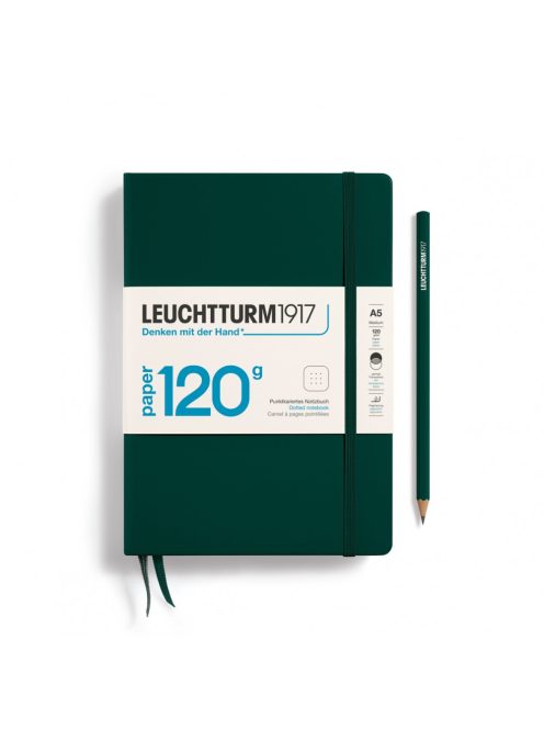 LEUCHTTURM1917 Medium Edition 120g A5 pontozott lapos NOTEBOOK, forest green