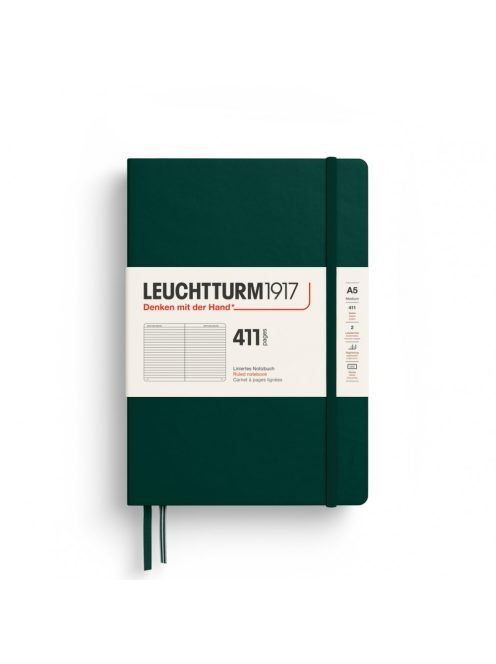 LEUCHTTURM1917 Medium A5 vonalas NOTEBOOK 411, Forest Green