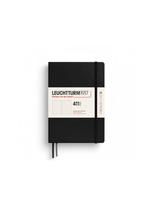 LEUCHTTURM1917 Medium A5 pontozott lapos NOTEBOOK 411, Black