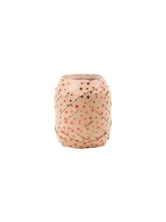   Karácsonyi jumbó tojáskötöző Space, 12 m x 10 mm, natúr alapon piros csillagokkal