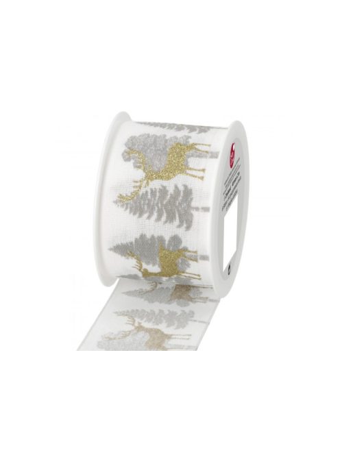 Karácsonyi textilszalag Szarvas 2 m x 40 mm