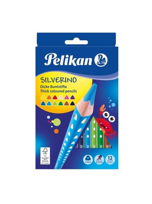 Pelikan Színesceruza/12 szín Silverino vastag (4012700700629)
