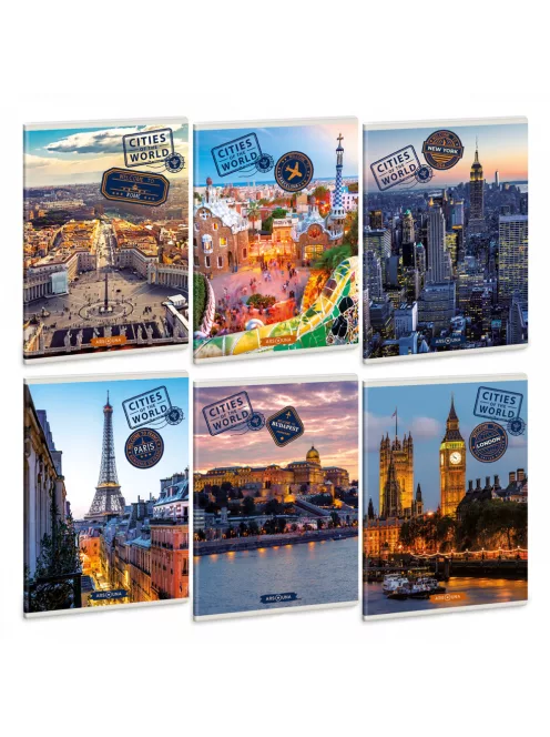 Ars Una A/5 EXTRA KAPCSOS FÜZET-NÉGYZETHÁLÓS CITIES OF THE WORLD (5223) 22 (53142238)