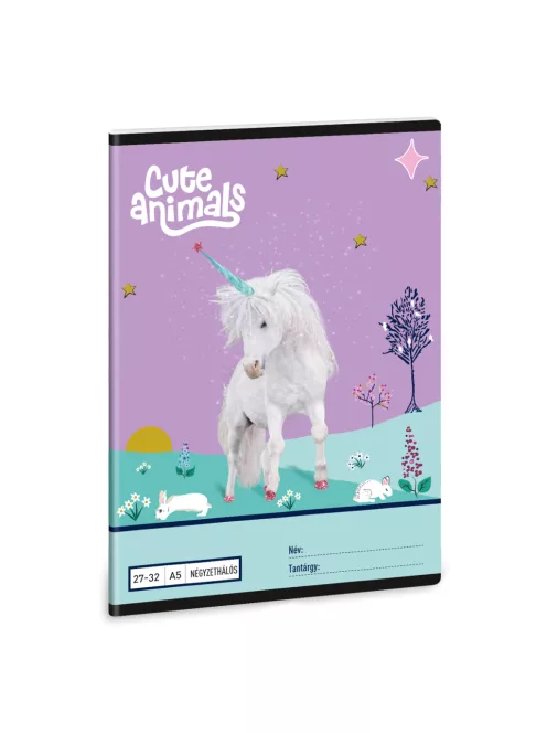 Ars Una Cute Animals - Unicorn A/5 négyzethálós füzet 27-32