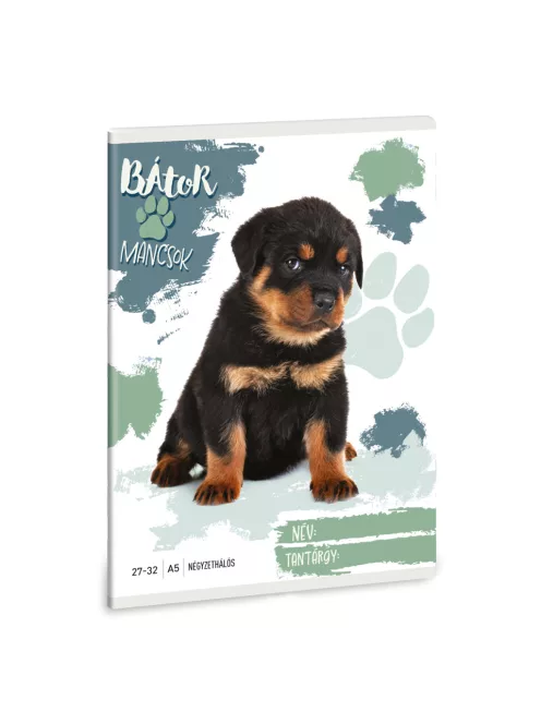 Ars Una Bátor Mancsok - Rottweiler A/5 négyzethálós füzet 27-32