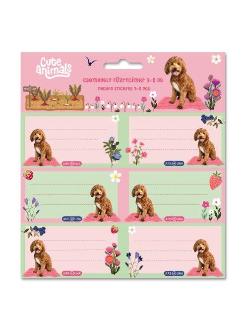 Ars Una Cute Animals-doggie csomagolt füzetcímke (3x6 db)