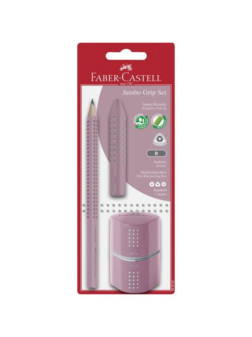 Faber-Castell - Grafitceruza szett 1db-os GRIP 2001 Jumbo (B) +trió hegyező+radír rózsa BL. (580082)