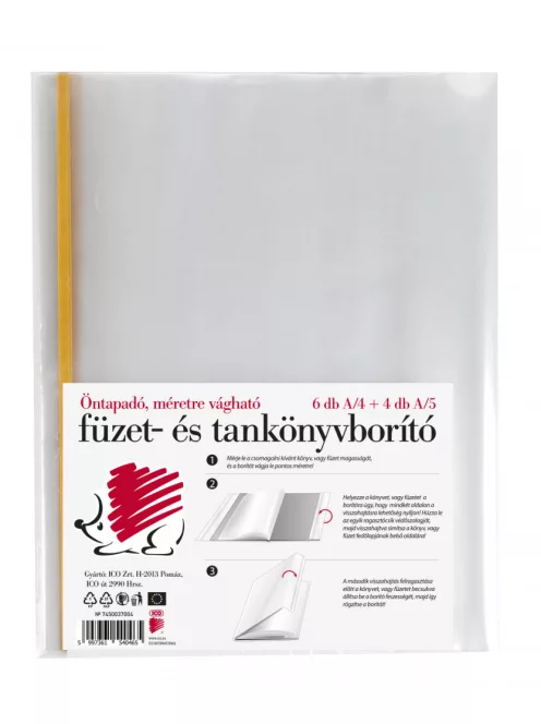 ICO SÜNI FÜZET- ÉS TANKÖNYVBORÍTÓ ÖNTAPADÓS A/4 6DB; A/5 4 DB (7450037004)