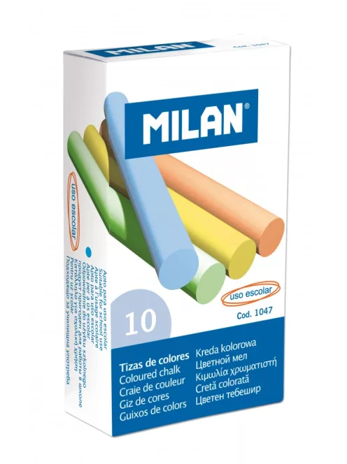 Színes kréta MILAN, hengeres test, pormentes, táblára és asztfaltra ajánlott, 10 db-os (8411574010470)