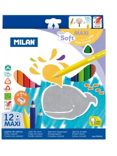   Színesceruza készlet MILAN 961, 12 különböző szín, háromszög test, extra puhaságú, vastag bél (8411574025894)