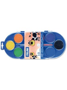   Vízfesték MILAN 10-es, 10 különböző szín, 45 mm-es festékkorongok, 1 db ecsettel, mosható (8411574800095)