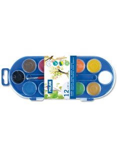   Vízfesték MILAN 12-es, 12 különböző szín, 30 mm-es festékorongok, 1 db ecsettel, mosható (8411574800118)