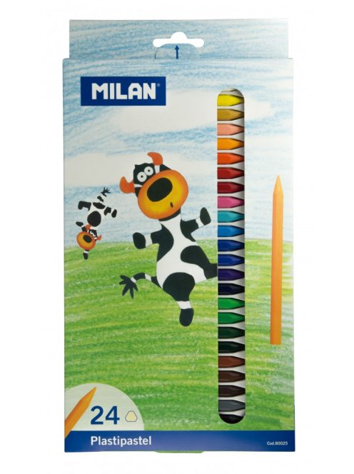 Zsírkréta MILAN, 24-es készlet, hegyezhető, radírozható, plasztikus (8411574800255)