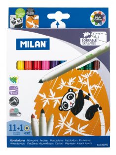   Filctoll készlet MILAN 632, 11 db színes filctoll + 1 db "varázsfilc", 5 mm-es hegy, hengeres test (8411574800934)