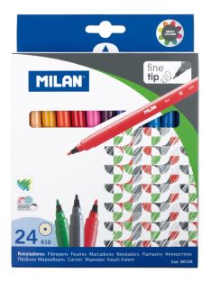   Filctoll készlet MILAN 610, 24 különböző szín, 2 mm-es hegy, hengeres test (8411574801597)
