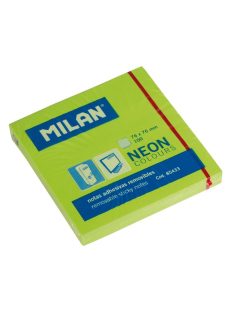   Öntapadó jegyzettömb MILAN, 75x75 mm, 80 lapos, neon zöld színű (8411574854333)