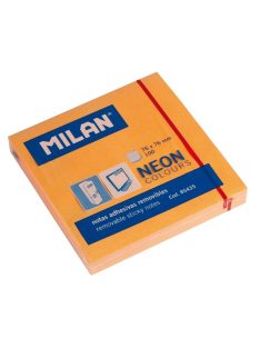   Öntapadó jegyzettömb MILAN, 75x75 mm, 80 lapos, neon narancs színű (8411574854357)