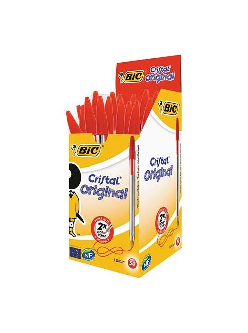 Golyóstoll, 0,32 mm, kupakos, BIC "Cristal Original", piros (BC8373619)
