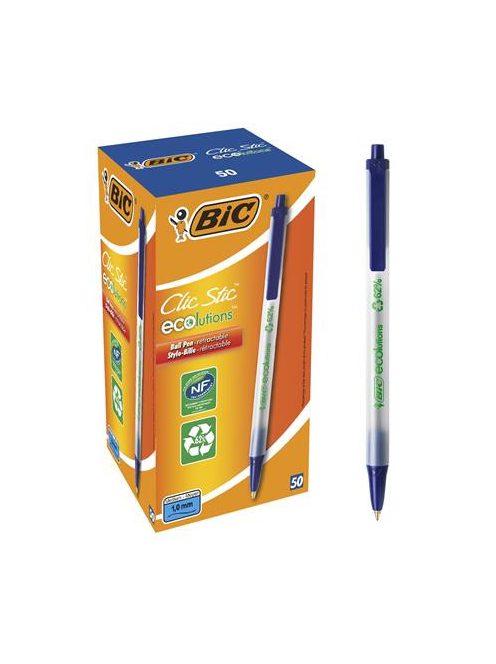 Golyóstoll, 0,32 mm, nyomógombos, BIC "Clic Stic ecolutions", kék (BC8806891)