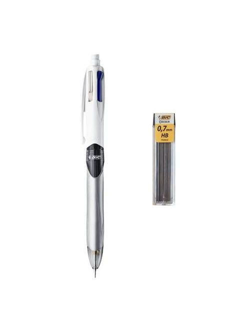 Golyóstoll, háromszínű, nyomósirónnal egyben, BIC "4 Colours" + grafitbél (BC942103)