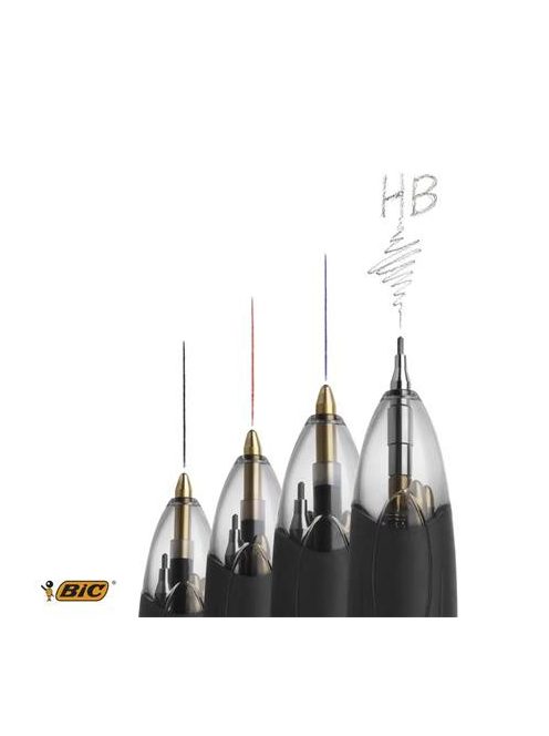 Golyóstoll, háromszínű, nyomósirónnal egyben, BIC "4 Colours" + grafitbél (BC942103)