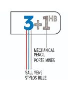 Golyóstoll, háromszínű, nyomósirónnal egyben, BIC "4 Colours" + grafitbél (BC942103)