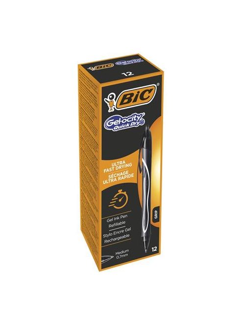 Zseléstoll, 0,3 mm, nyomógombos, BIC "Gel-ocity Quick Dry", fekete (BC949873)