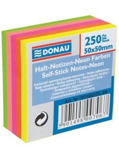   Öntapadó jegyzettömb, 50x50 mm, 5x50 lap, DONAU, neon szín (D7575)