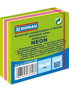   Öntapadó jegyzettömb, 50x50 mm, 250 lap, DONAU, neon zöld (D757503)
