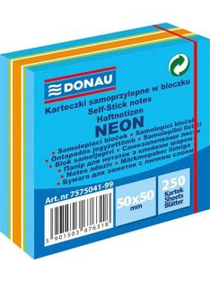   Öntapadó jegyzettömb, 50x50mm, 250 lap, DONAU, neon kék (D757504)